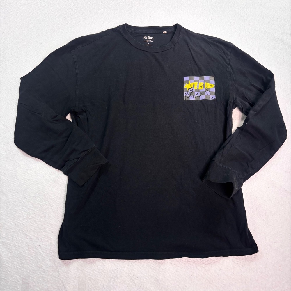 Pac Cares Long Sleeve T Shirt Black Graphic Streetwear Skate Size Medium